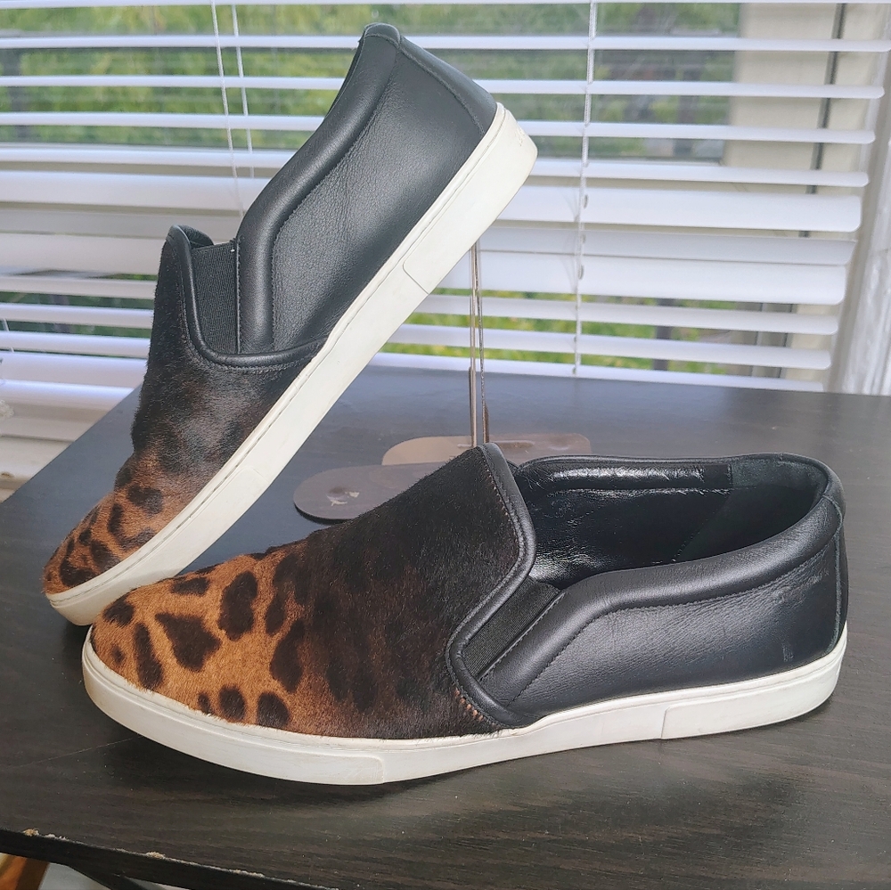 Vintage SALVATORE FERRAGAMO Slip On Leather Leopard Loafers